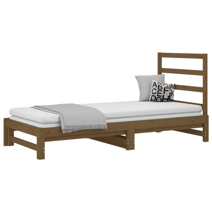 Berkfield Pull-out Day Bed Honey Brown 2x(90x200) cm Solid Wood Pine