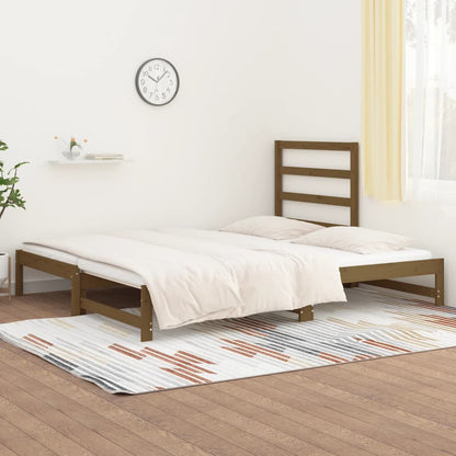Berkfield Pull-out Day Bed Honey Brown 2x(90x200) cm Solid Wood Pine