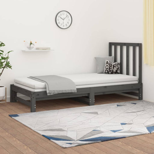 Berkfield Pull-out Day Bed Grey 2x(90x190) cm Solid Wood Pine