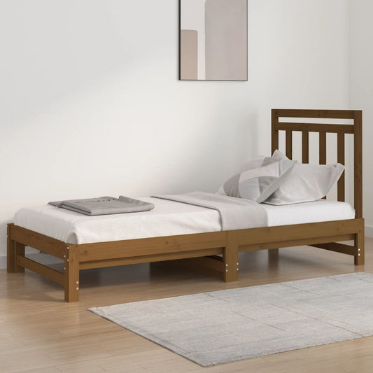 Berkfield Pull-out Day Bed Honey Brown 2x(90x200) cm Solid Wood Pine