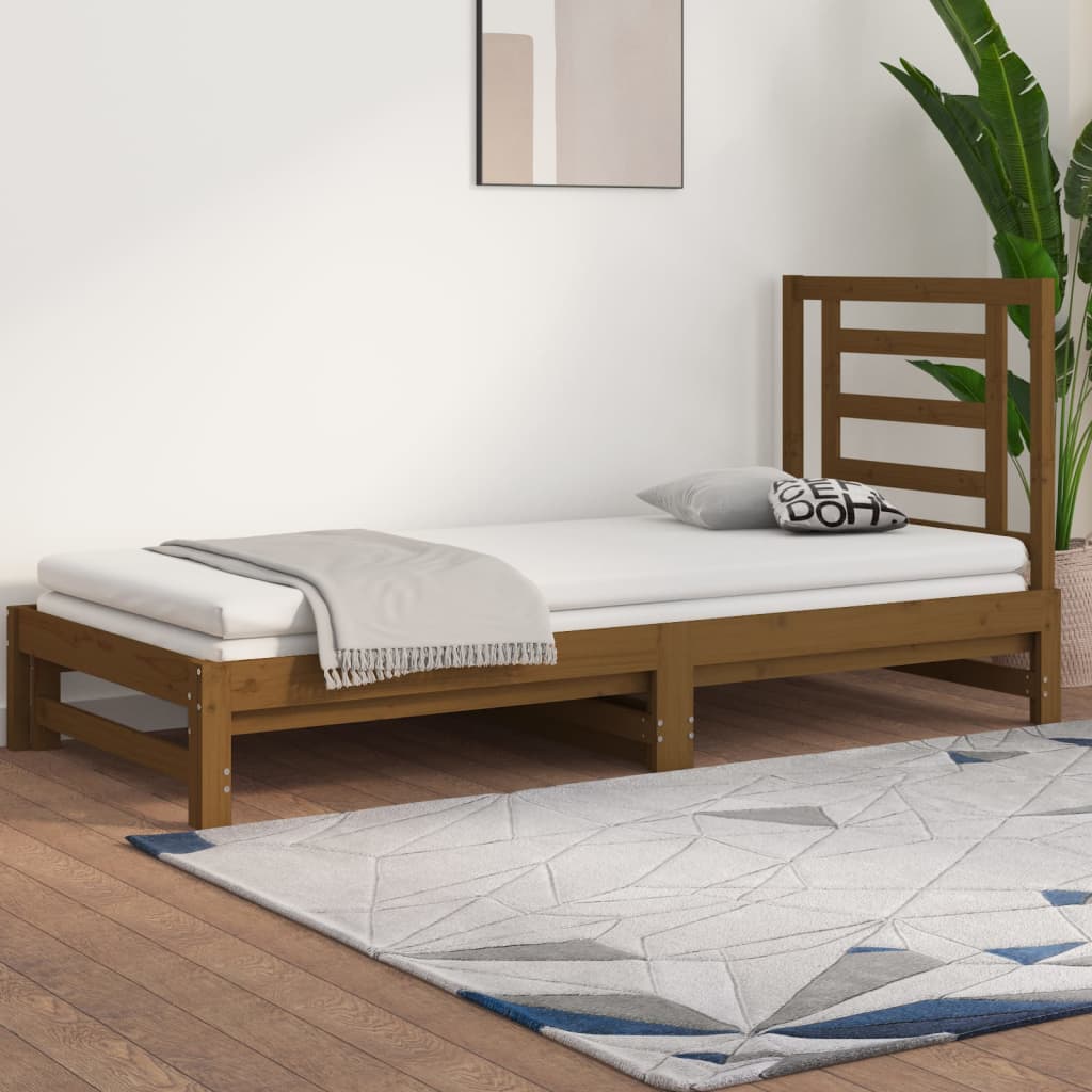 Berkfield Pull-out Day Bed Honey Brown 2x(90x200) cm Solid Wood Pine