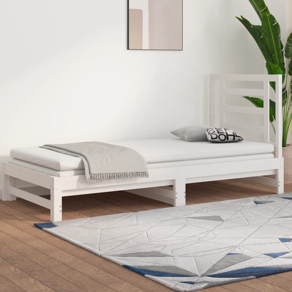 Berkfield Pull-out Day Bed White 2x(90x190) cm Solid Wood Pine