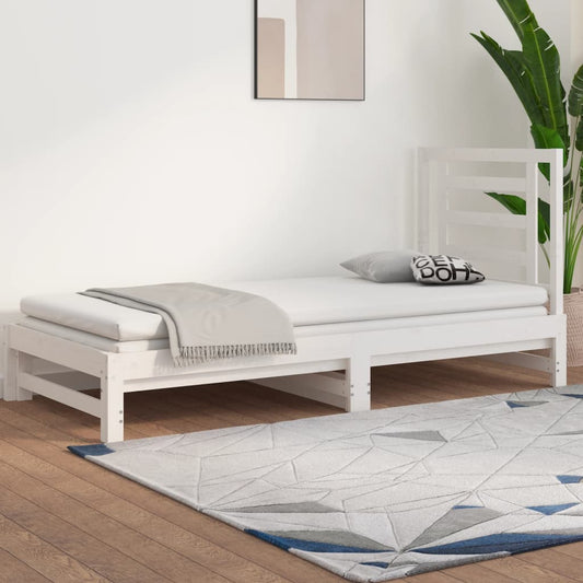 Berkfield Pull-out Day Bed White 2x(90x190) cm Solid Wood Pine