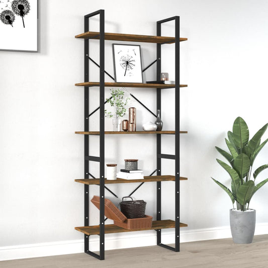 Berkfield 5-Tier Book Cabinet Smoked Oak 80x30x175 cm Engineered Wood