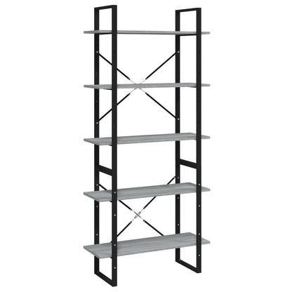 Berkfield 5-Tier Book Cabinet Grey Sonoma 80x30x175 cm Engineered Wood