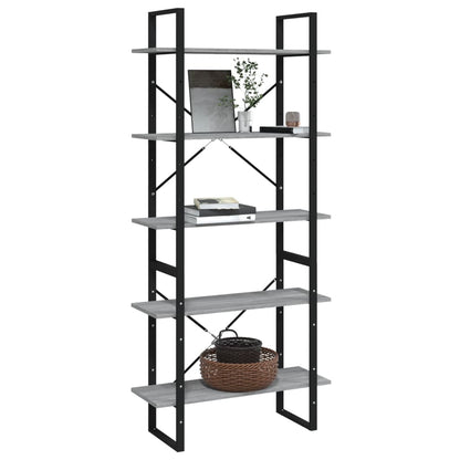 Berkfield 5-Tier Book Cabinet Grey Sonoma 80x30x175 cm Engineered Wood