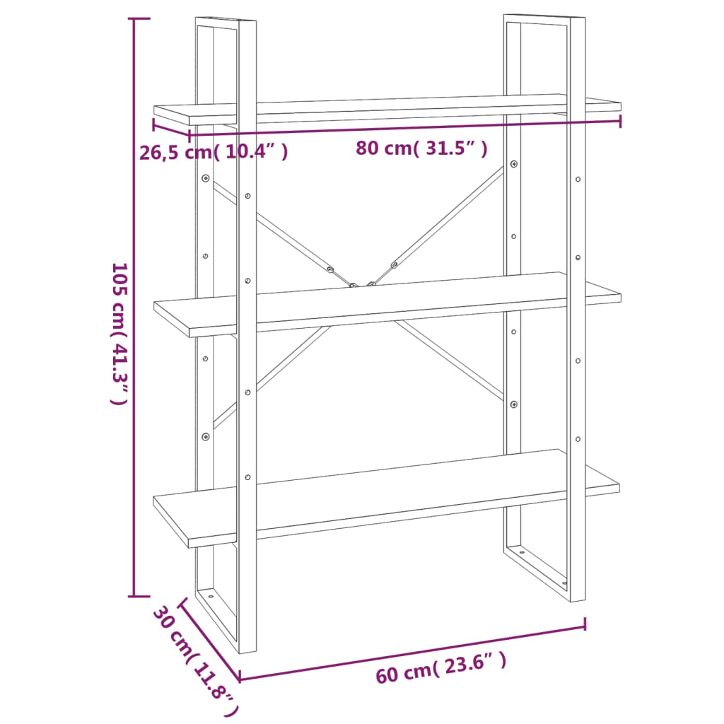 Berkfield 5-Tier Book Cabinet Grey Sonoma 80x30x175 cm Engineered Wood