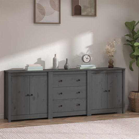 Berkfield Sideboard Grey 210x35x80 cm Solid Wood Pine