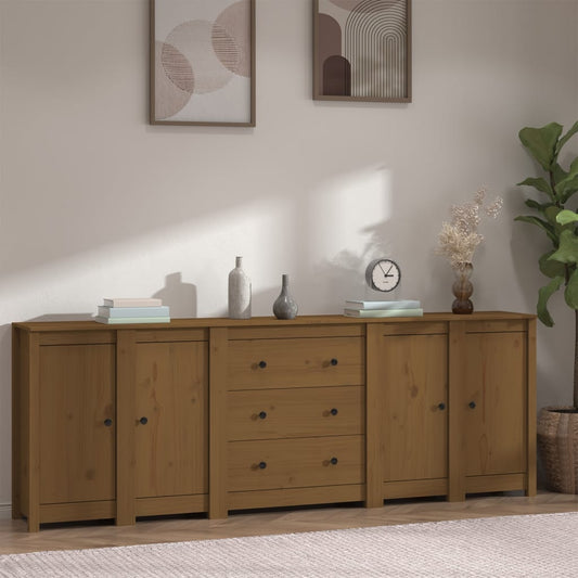 Berkfield Sideboard Honey Brown 230x35x80 cm Solid Wood Pine