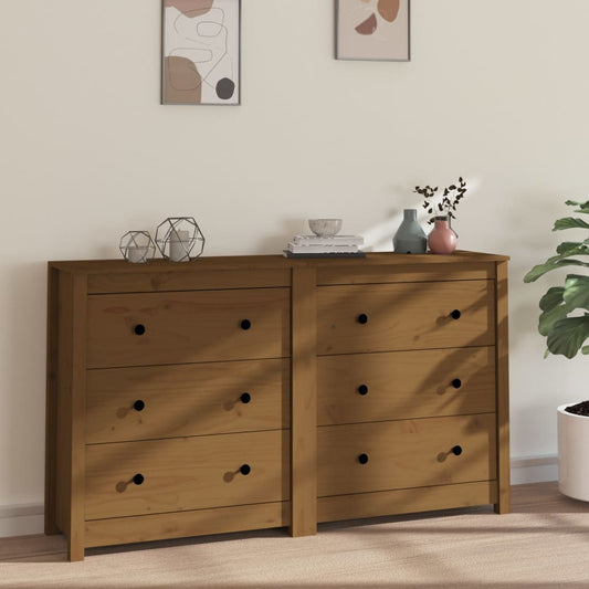 Berkfield Sideboard Honey Brown 140x35x80 cm Solid Wood Pine