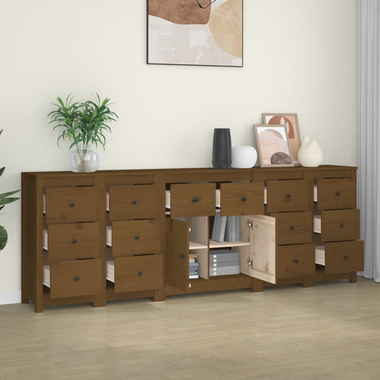 Berkfield Sideboard Honey Brown 230x35x80 cm Solid Wood Pine