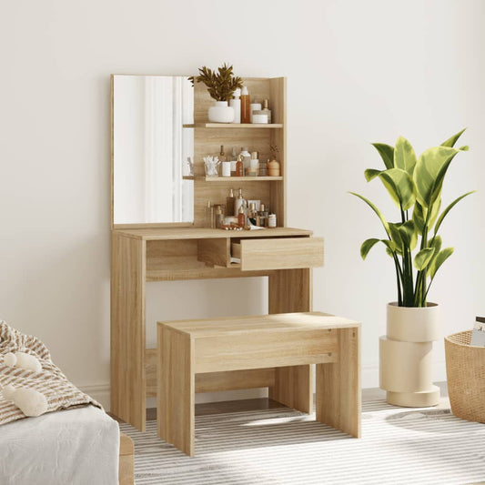 Berkfield Dressing Table Set Sonoma Oak 74.5x40x141 cm
