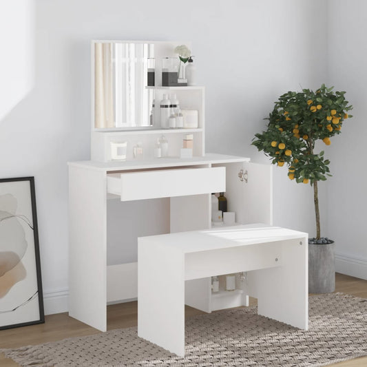 Berkfield Dressing Table Set White 86.5x35x136 cm