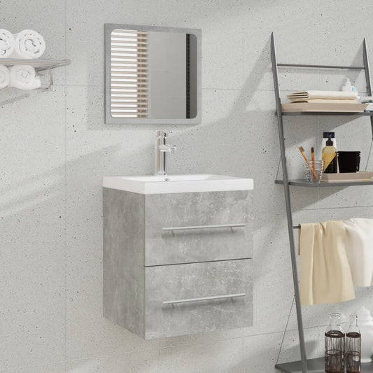 Berkfield Sink Cabinet with Built-in Basin Concrete Grey Engineered Wood