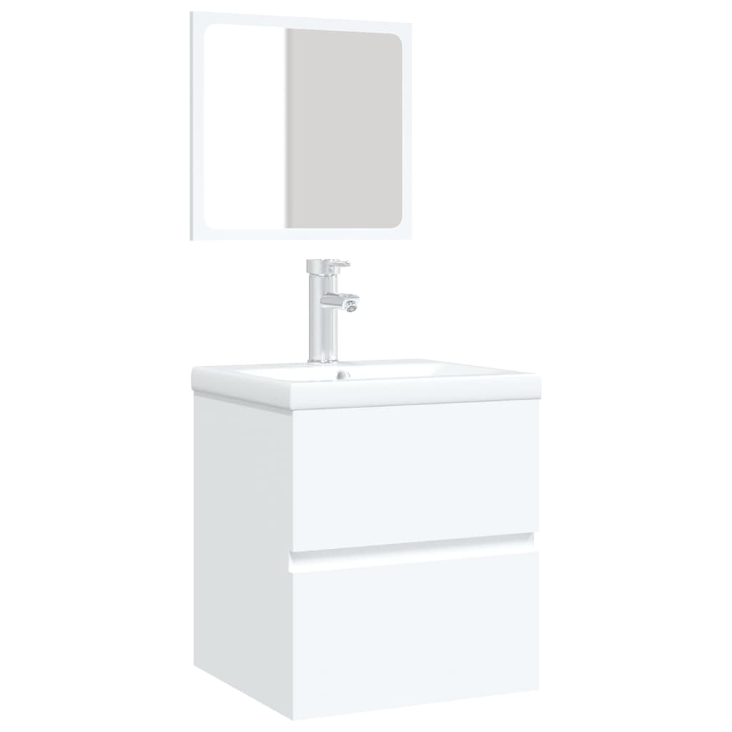 Berkfield Bathroom Sink Cabinet with Basin and Mirror White