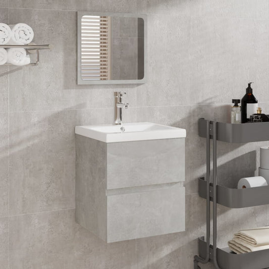 Berkfield Bathroom Sink Cabinet with Basin and Mirror Concrete Grey