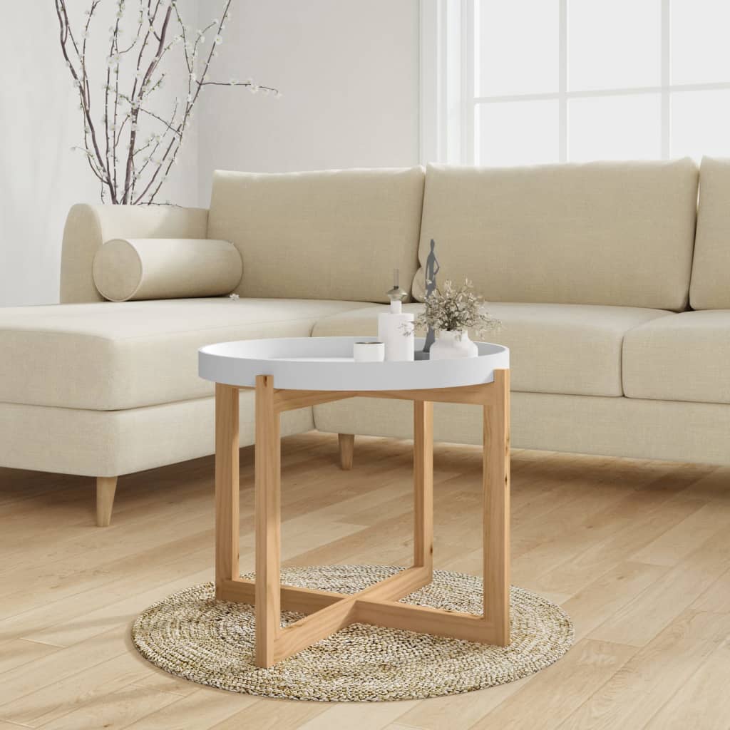 Berkfield Coffee Table White 53x53x43.5cm Engineered Wood&Solid Wood Pine