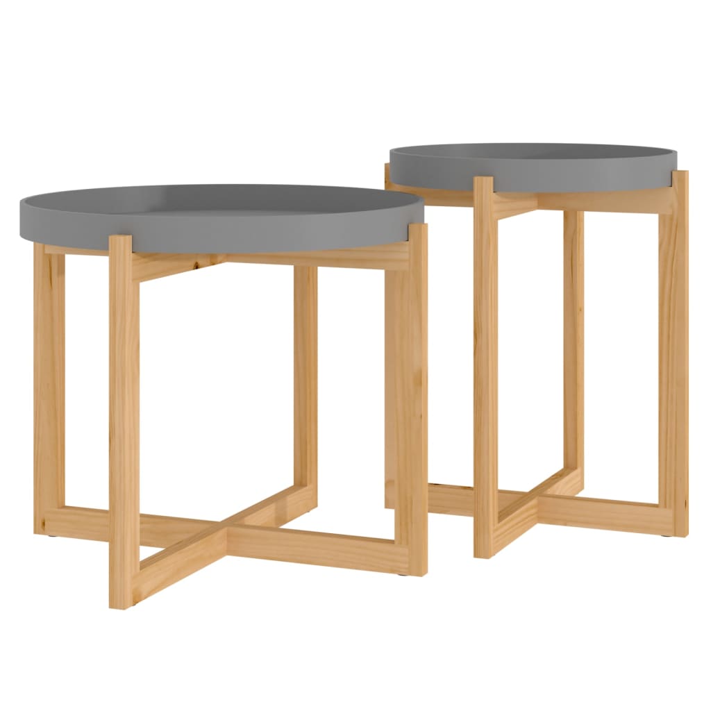 Berkfield Coffee Tables 2 pcs Grey Engineered Wood and Solid Wood Pine