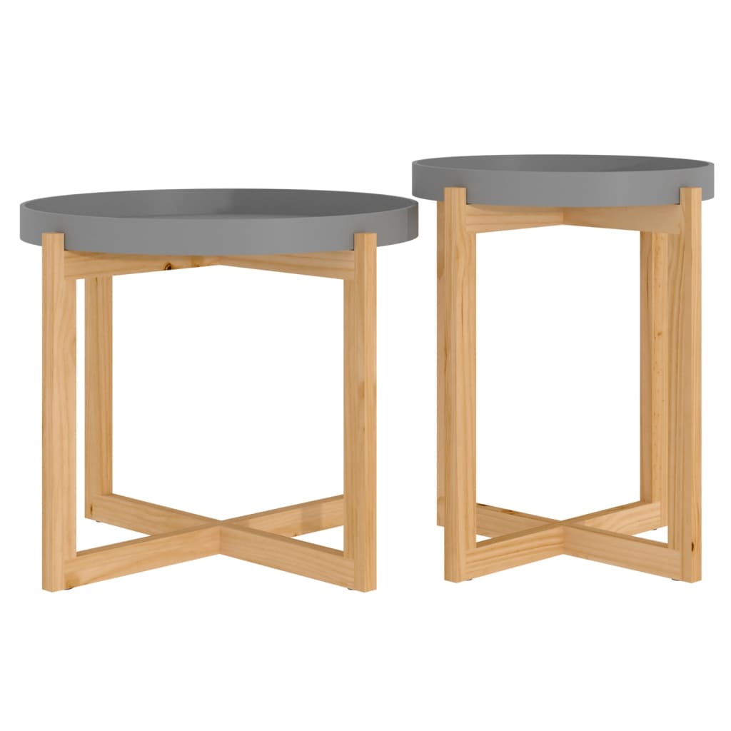 Berkfield Coffee Tables 2 pcs Grey Engineered Wood and Solid Wood Pine