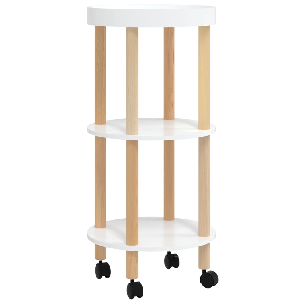 Berkfield 3-tier Trolley White 38x38x82 cm Engineered Wood&Solid Wood Pine