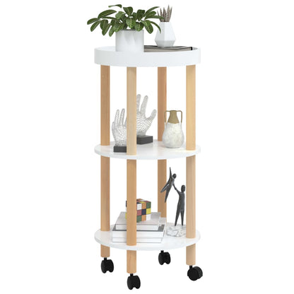 Berkfield 3-tier Trolley White 38x38x82 cm Engineered Wood&Solid Wood Pine