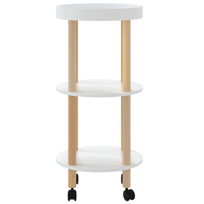 Berkfield 3-tier Trolley White 38x38x82 cm Engineered Wood&Solid Wood Pine