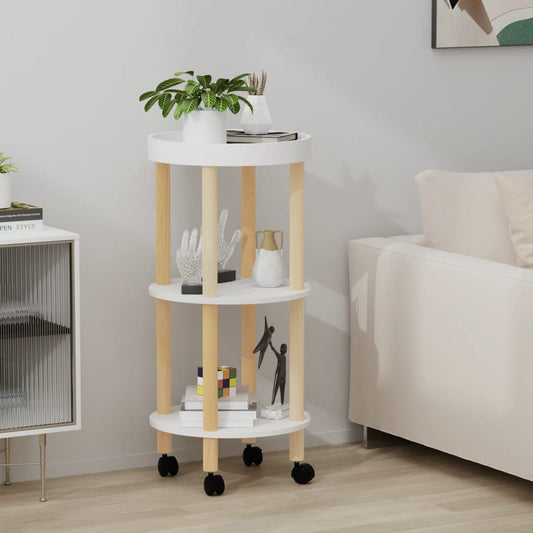 Berkfield 3-tier Trolley White 38x38x82 cm Engineered Wood&Solid Wood Pine