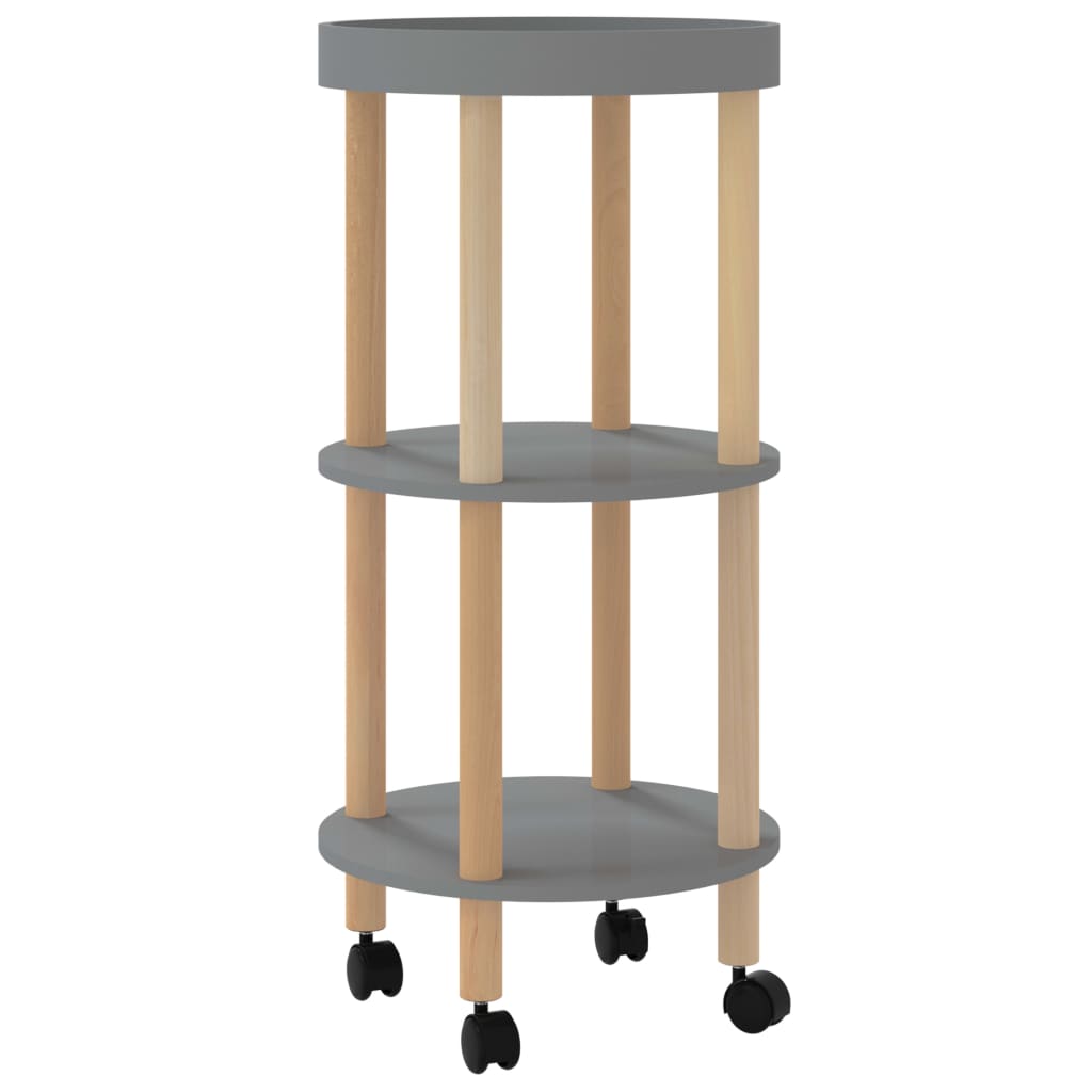 Berkfield 3-tier Trolley Grey 38x38x82cm Engineered Wood&Solid Wood Pine
