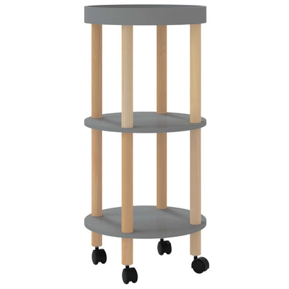 Berkfield 3-tier Trolley Grey 38x38x82cm Engineered Wood&Solid Wood Pine