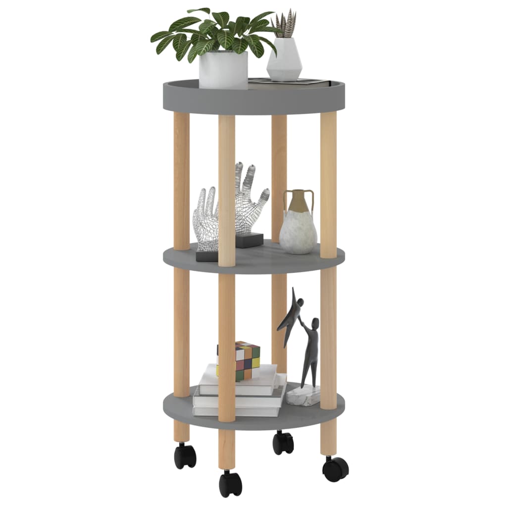 Berkfield 3-tier Trolley Grey 38x38x82cm Engineered Wood&Solid Wood Pine