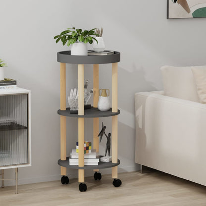 Berkfield 3-tier Trolley Grey 38x38x82cm Engineered Wood&Solid Wood Pine