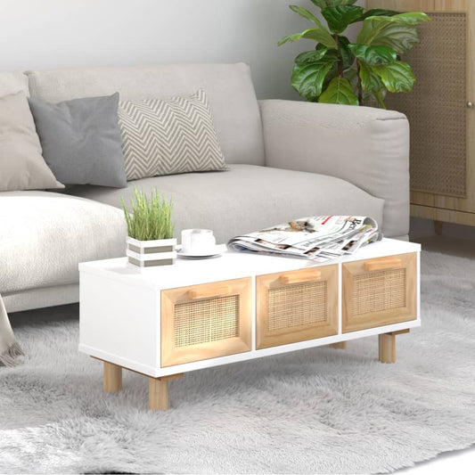 Berkfield Coffee Table White 80x40x30 cm Engineered Wood&Solid Wood Pine