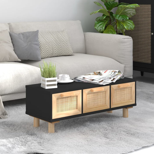 Berkfield Coffee Table Black 80x40x30 cm Engineered Wood&Solid Wood Pine