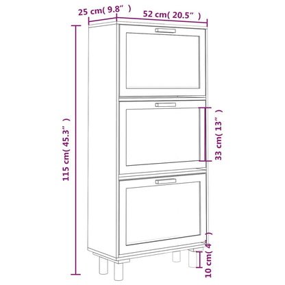 Berkfield Shoe Cabinet Black 52x25x115 cm Engineered Wood&Natural Rattan