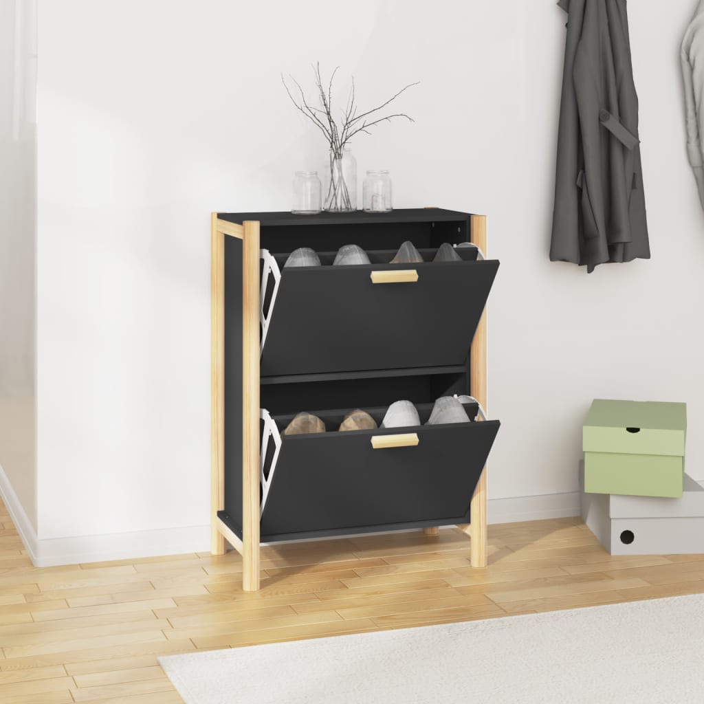 Berkfield Shoe Cabinet Black 57.5x33x80 cm Engineered Wood