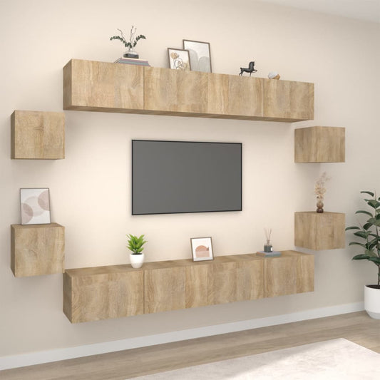 Berkfield 8 Piece TV Cabinet Set Sonoma Oak Engineered Wood
