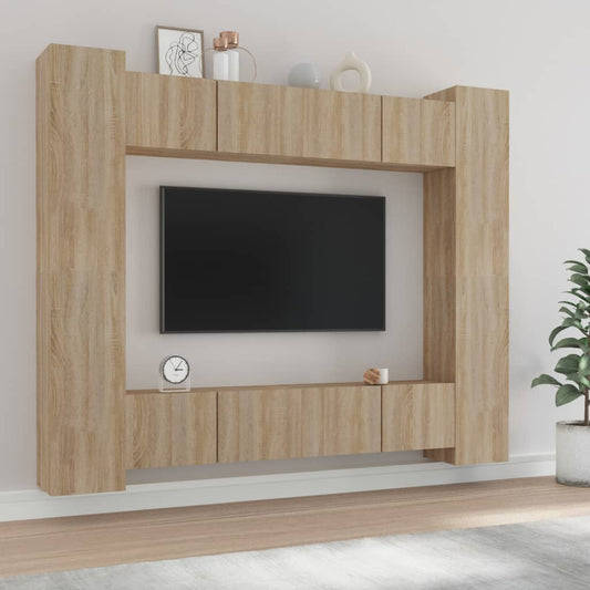 Berkfield 8 Piece TV Cabinet Set Sonoma Oak Engineered Wood