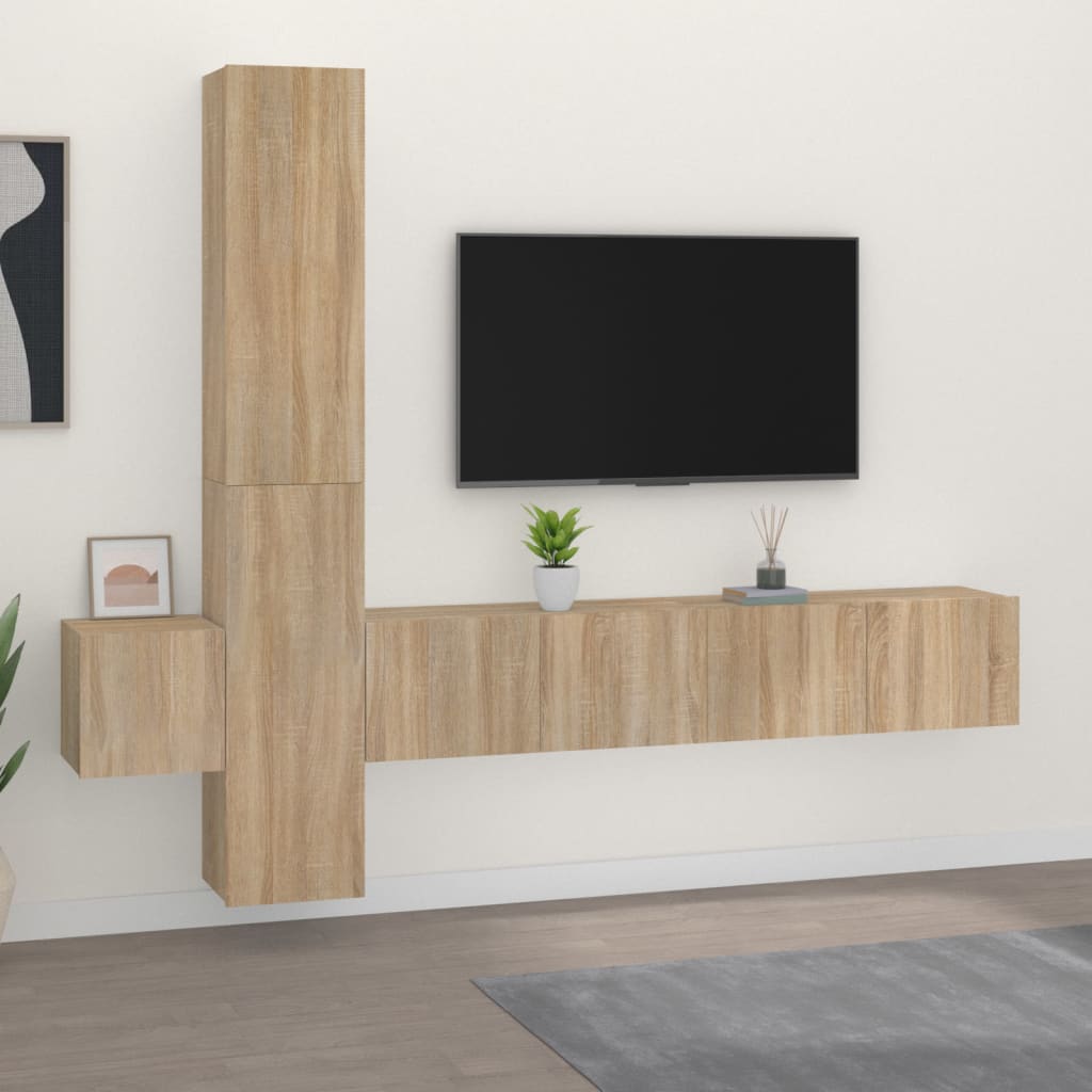 Berkfield 5 Piece TV Cabinet Set Sonoma Oak Engineered Wood