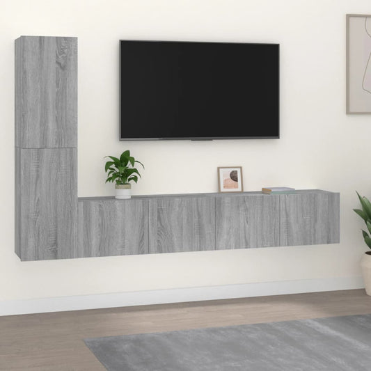 Berkfield 4 Piece TV Cabinet Set Grey Sonoma Engineered Wood