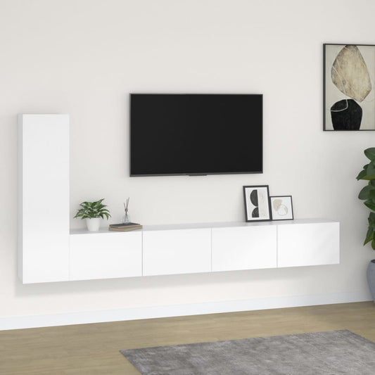 Berkfield 3 Piece TV Cabinet Set White Engineered Wood