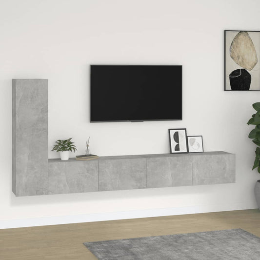 Berkfield 3 Piece TV Cabinet Set Concrete Grey Engineered Wood