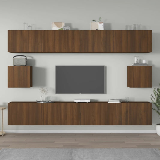 Berkfield 6 Piece TV Cabinet Set Brown Oak Engineered Wood