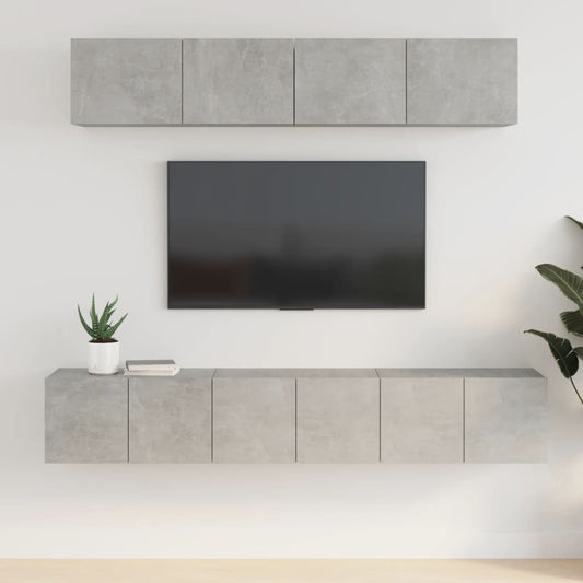 Berkfield 5 Piece TV Cabinet Set Concrete Grey Engineered Wood