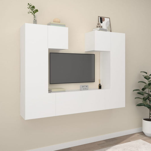 Berkfield 6 Piece TV Cabinet Set White Engineered Wood