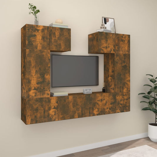Berkfield 6 Piece TV Cabinet Set Smoked Oak Engineered Wood