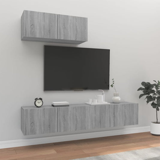 Berkfield 3 Piece TV Cabinet Set Grey Sonoma Engineered Wood