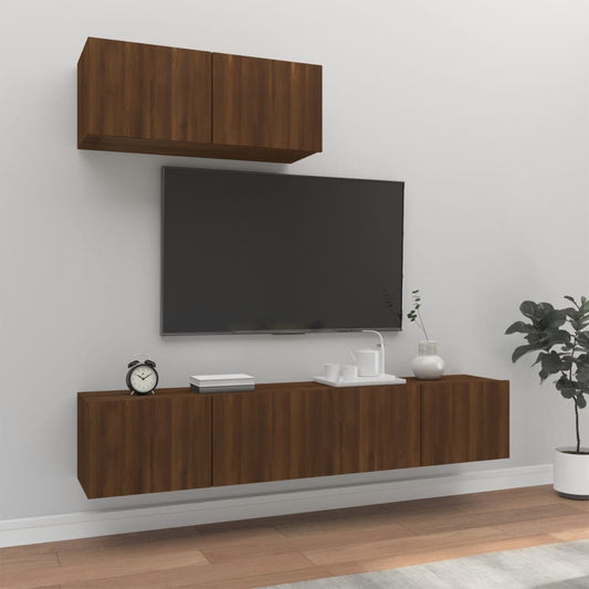 Berkfield 3 Piece TV Cabinet Set Brown Oak Engineered Wood
