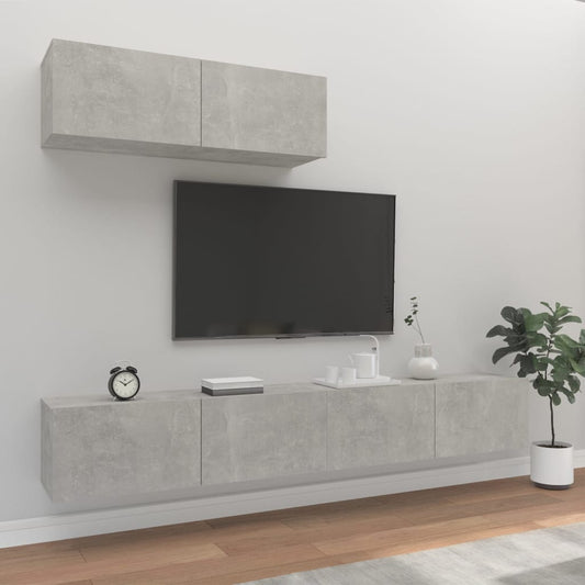 Berkfield 3 Piece TV Cabinet Set Concrete Grey Engineered Wood