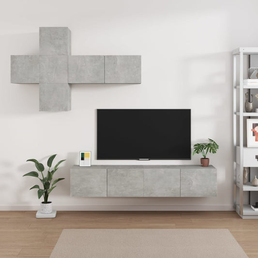 Berkfield 7 Piece TV Cabinet Set Concrete Grey Engineered Wood