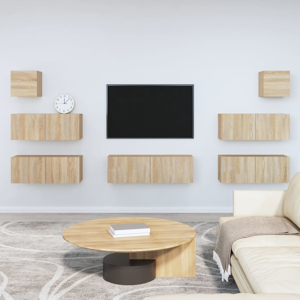 Berkfield 7 Piece TV Cabinet Set Sonoma Oak Engineered Wood